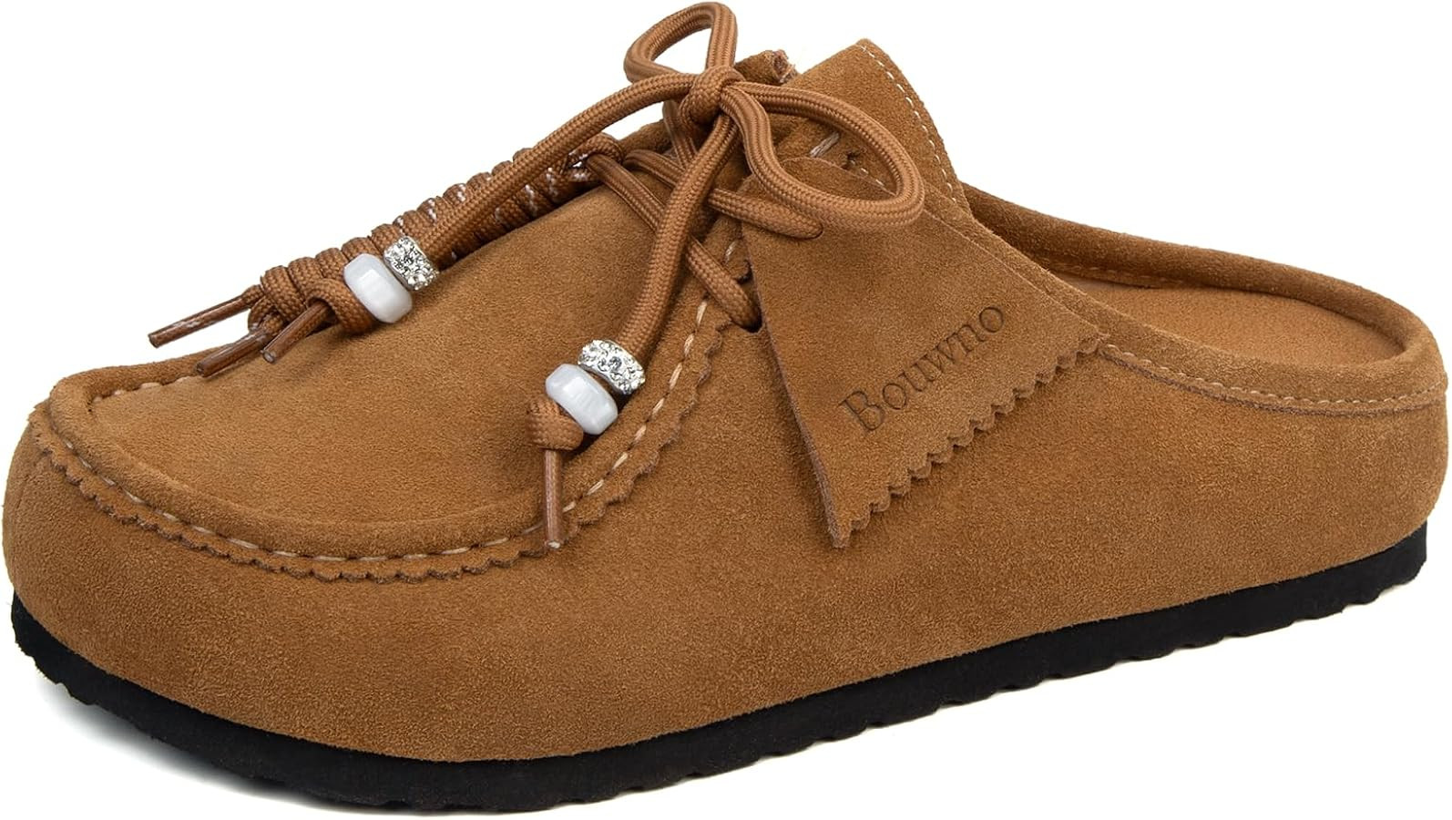 Genuine Leather Clogs for Women Beaded Suede Mules Slip-On Womens Sandals Non-Slip Outsole Casual... | Amazon (US)