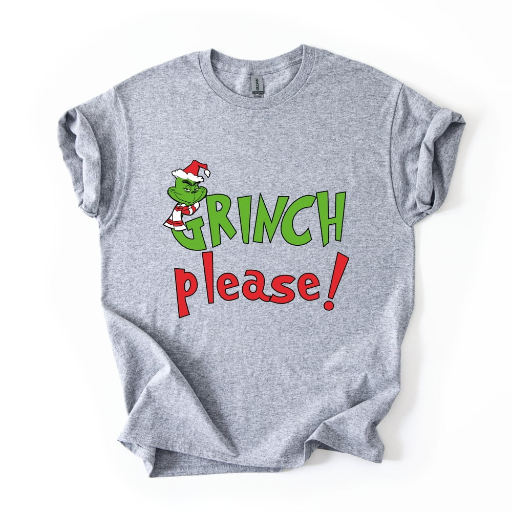 Funny “Grinch Please” Christmas Shirt Unisex Holiday Graphic Tee Gift | Walmart (US)