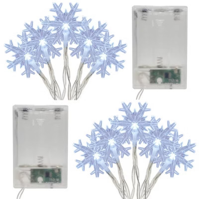 Lumabase 2ct Battery Operated LED Snowflake String Lights | Target
