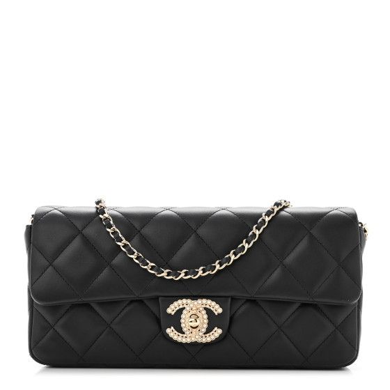 Lambskin Quilted Pearl CC Flap Black | FASHIONPHILE (US)