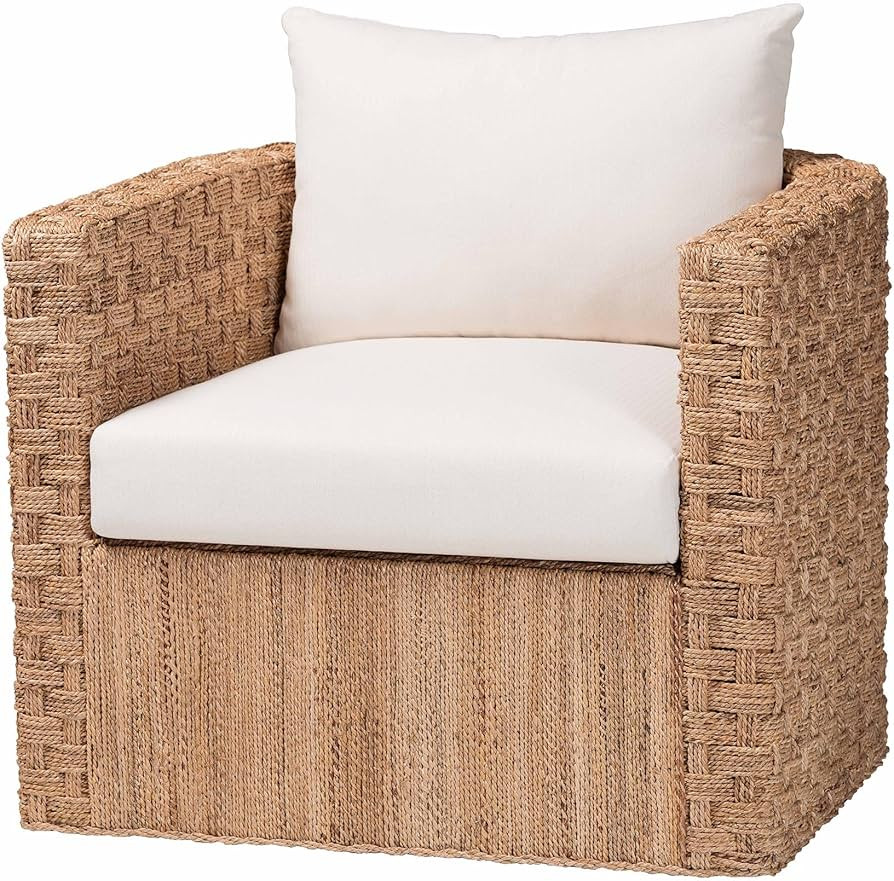 Bali & pari Rhinos Bohemian Light Brown Seagrass Tuxedo Arm Chair | Amazon (US)