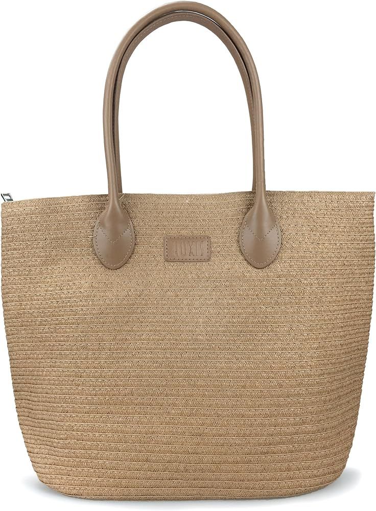 Straw Rattan Women Tote Summer Beach Shoulder Handbag Medium Size 17.8''x12.6"x5.1" | Amazon (US)