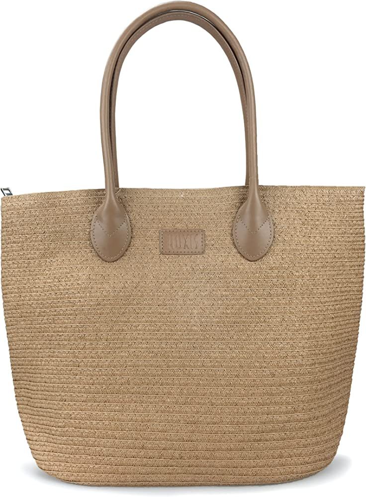 Straw Rattan Women Tote Summer Beach Shoulder Handbag Medium Size 17.8''x12.6"x5.1" | Amazon (US)