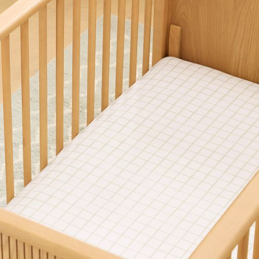 Organic Painterly Grid Crib Fitted Sheet | West Elm (US)