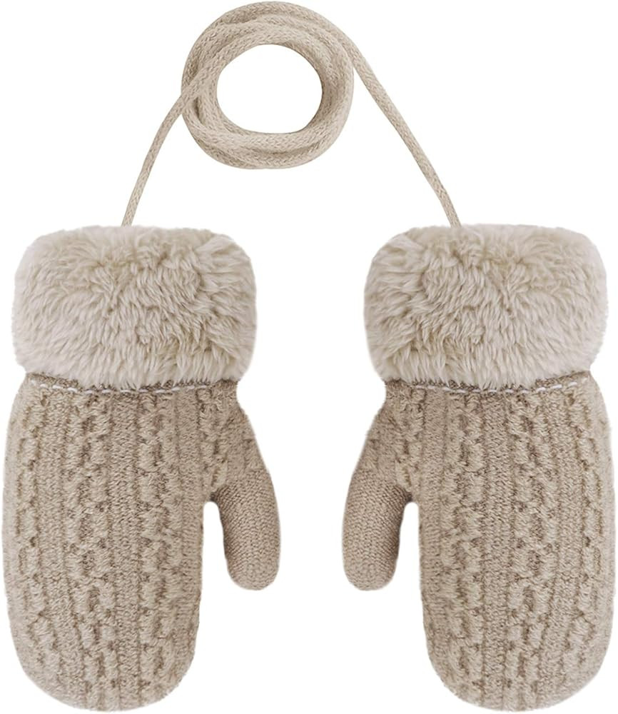 Toddler Kids Short Knitted Gloves Winter Thick Fleece Lining Mittens for 1-3 Yrs | Amazon (US)