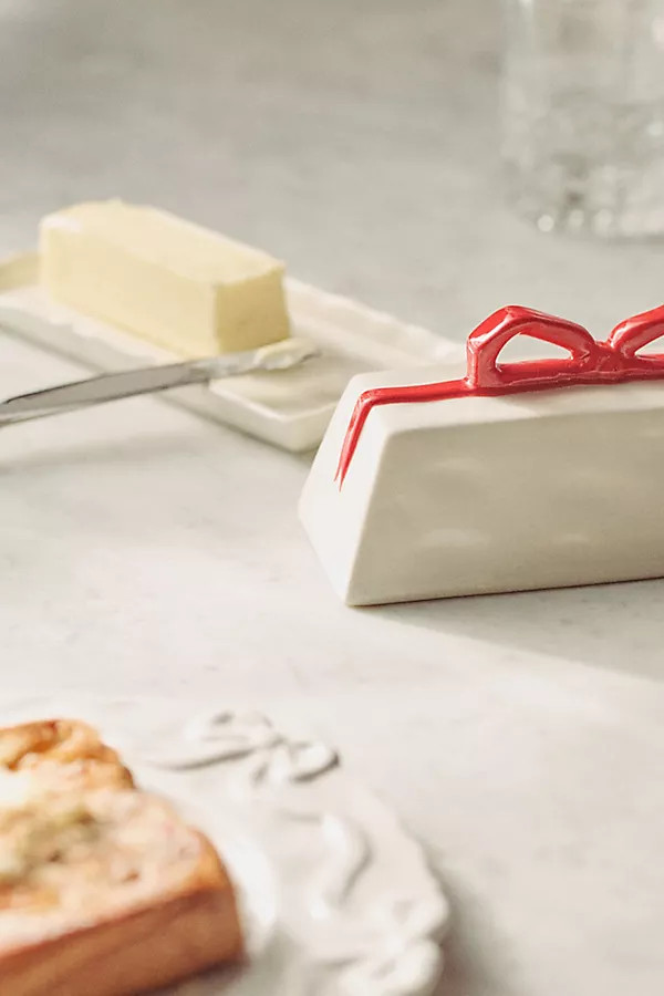 Benedita Bow Ceramic Stoneware Butter Dish | Anthropologie (US)