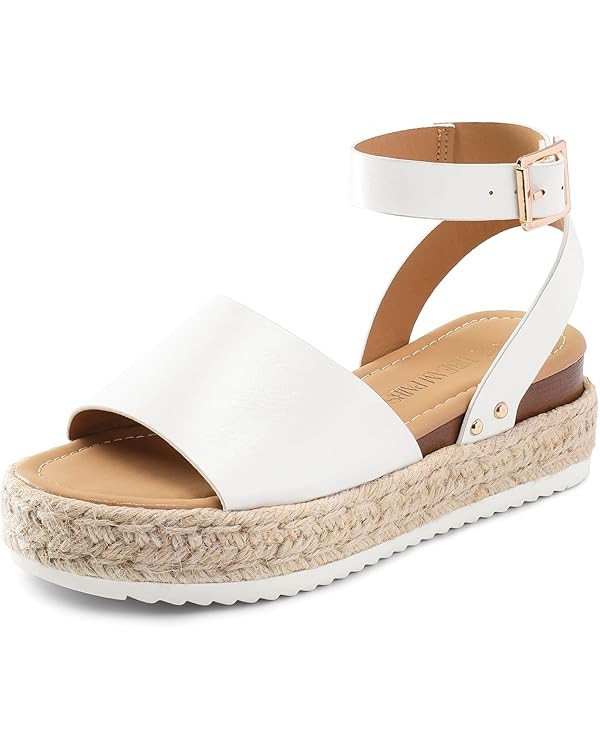 DREAM PAIRS Women's Platform Espadrilles Casual Ankle Strap Wedge Sandals Comfortable Dressy Summ... | Amazon (US)