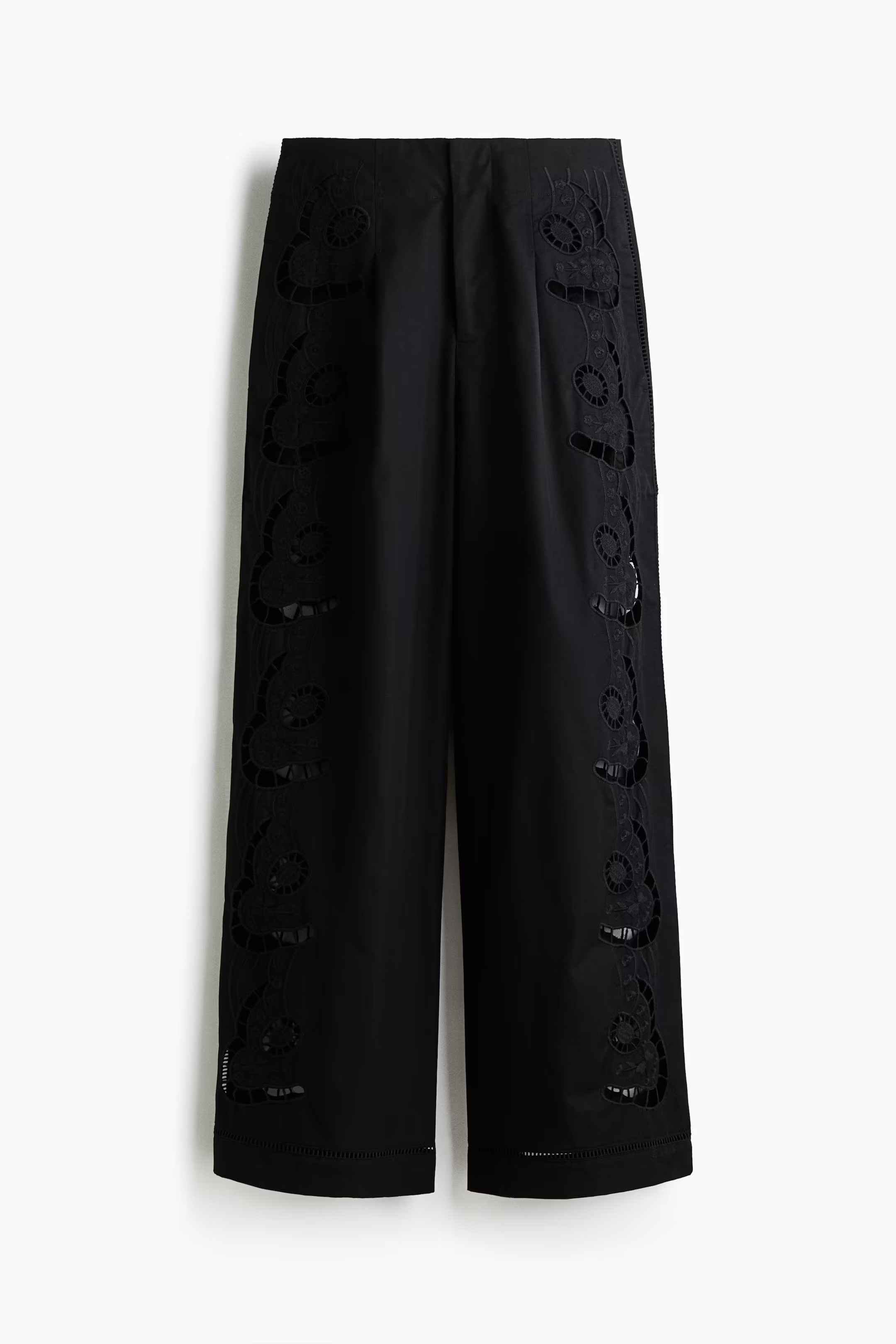 Broderie anglaise trousers - Black - Ladies | H&M GB | H&M (UK, MY, IN, SG, PH, TW, HK)