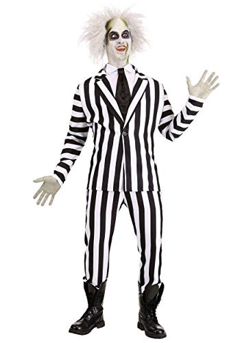Fun Costumes Beetlejuice Costume for Adults, Black & White Striped Suit Tuxedo for Movie Cosplay, Ghost Dress-Up & Halloween XS | Amazon (US)