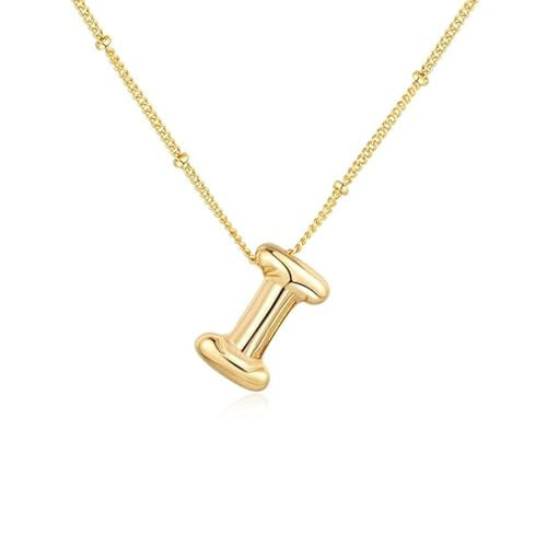 Bubble Letter Necklace Gold for Women, 14K Gold Plated Balloon Letter Necklace Chunky Bubble Initial Alphabet Pendant Chain Name Personalized Necklaces for Teen Girls Jewelry Gift | Amazon (US)