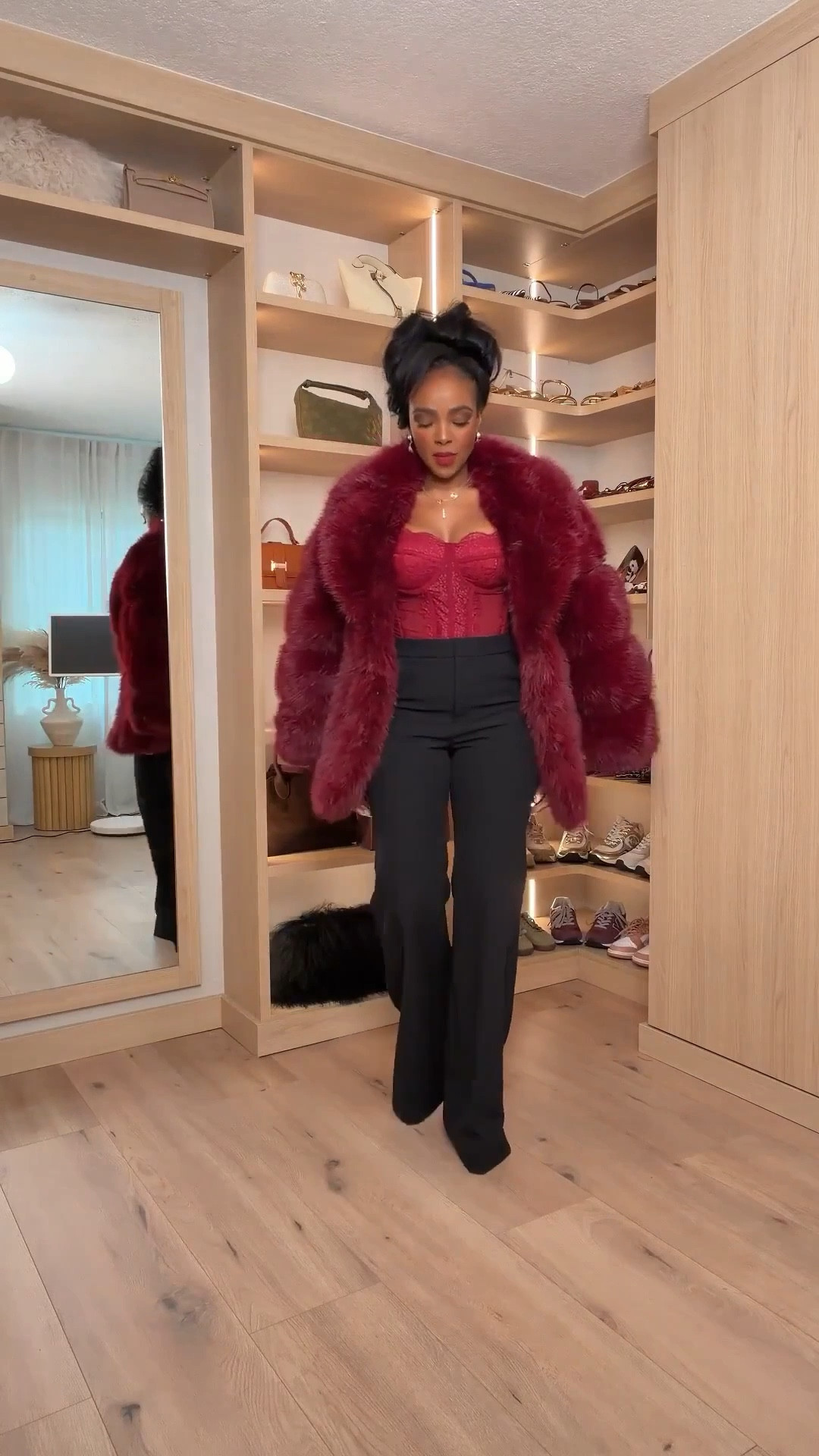 Bold and festive without even trying.
These @Express pants are the pair I reach for when I want a sleek, elongated look that still feels comfortable and polished. Styled with rich berry tones and a faux-fur jacket, this outfit feels effortlessly luxe and perfect for the holiday season.

Perfect for holiday parties, dinner plans, and festive December nights when you want something elevated but easy.

📏 Sizing:
Top — Small
Pants — 27 Long

📏 Measurements:
5’4” · 138 lbs · 34D · 27” waist · 40” hips

Chic winter outfit ideas, elevated holiday looks, Express outfit inspiration, festive night-out style, rich berry tones for the season.

Follow me on Instagram and YouTube @kirasfashionfinds

#LTKPetite #LTKHoliday