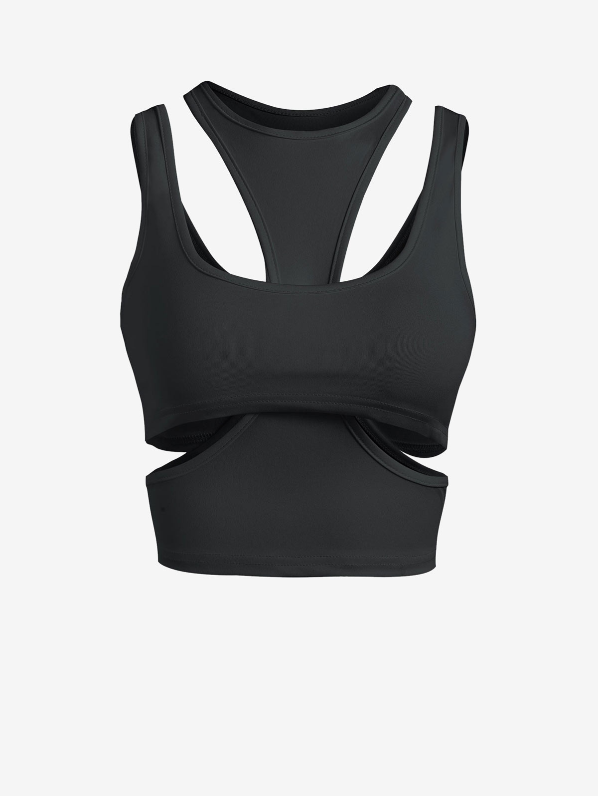ZAFUL Women Tanlk Top Cutout Layered Racerback Crop Top Black L - Walmart.com | Walmart (US)