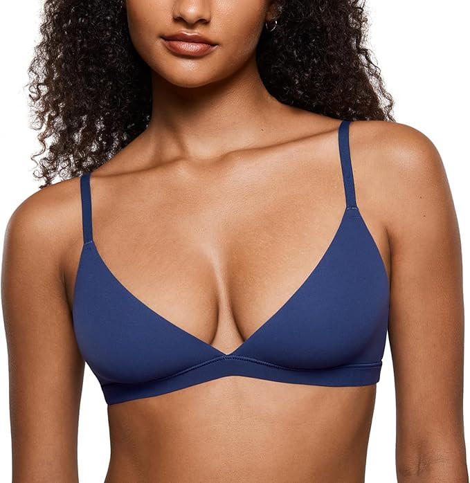 INLYRIC Women's Inbarely Triangle Bralette Plunge Unlined Seamless Bra No Underwire Sexy Comforta... | Amazon (US)
