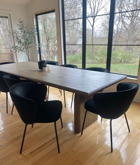 Modern wood dining table and black dining chairs that come in black or green 🖤

#LTKhome