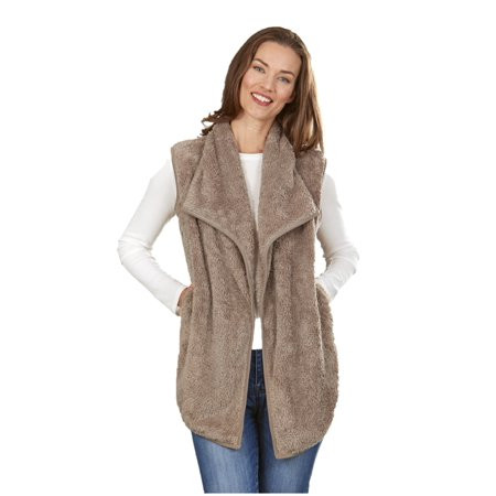 Plus Size Women’s Sherpa Vest – Long Winter Vest - Taupe 3X (26/28) | Walmart (US)