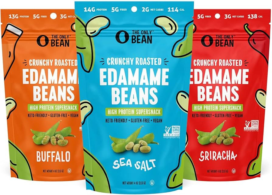 The Only Bean Crunchy Dry Roasted Edamame Beans (Variety Pack), Low Carb Keto Healthy Snacks For ... | Amazon (US)