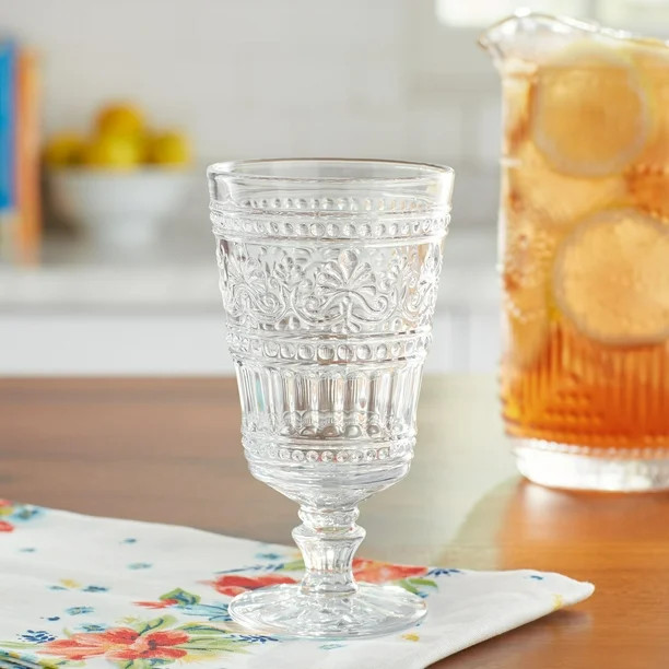 The Pioneer Woman Cassie 4-Piece Footed Glass Goblet Set, Clear | Walmart (US)