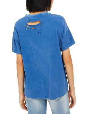 FREE PEOPLE WE THE FREE BLUE SHORT SLEEVE OVERSIZED DISTRESS RUBI TEE Sz L | eBay US