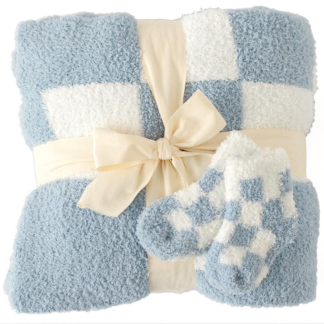Orelle Checkered Baby Blanket and Socks Set | Blue | Amazon (US)