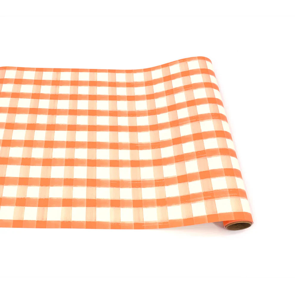 Orange Painted Check Runner - 20" x 25' | Sophistiplate
