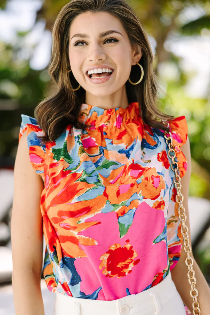 Put It To The Test Coral Orange Floral Tank | The Mint Julep Boutique