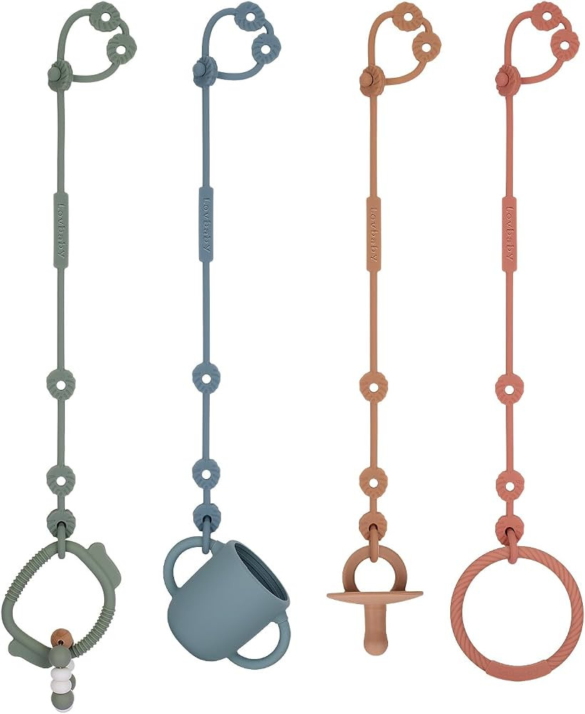 Toy Straps for Baby, Silicone Pacifier Clips, Silicone Adjustable Stretchable Pacifier Teether St... | Amazon (US)
