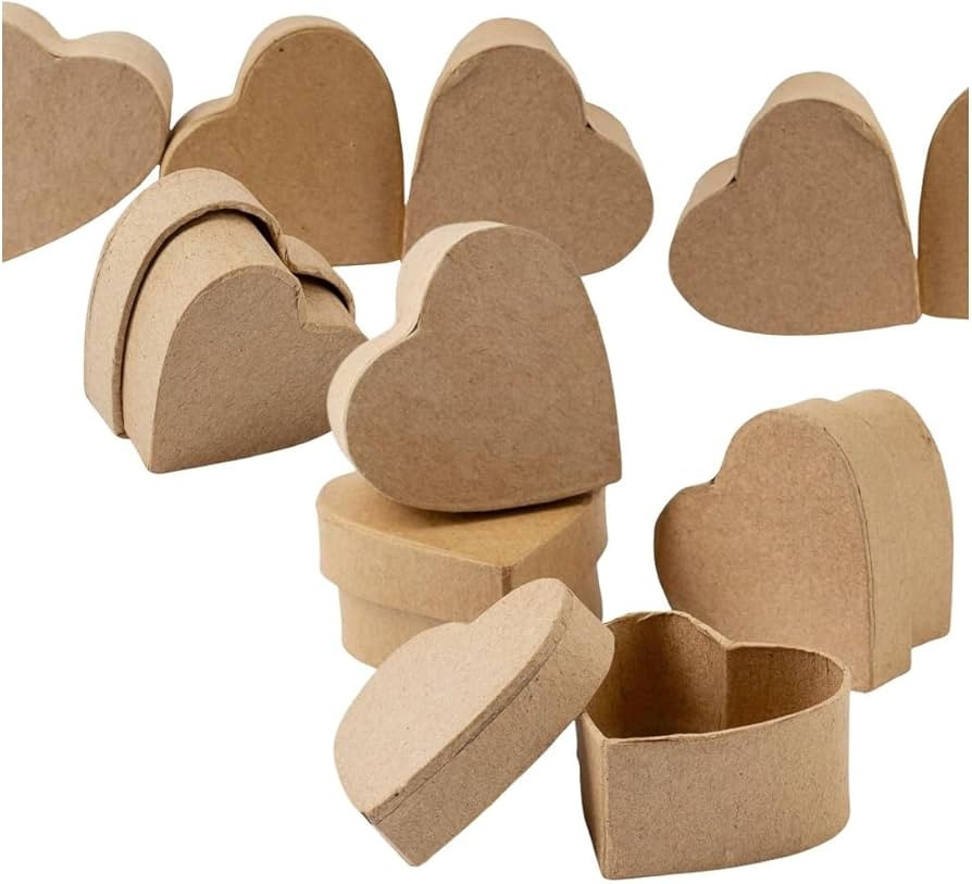 Factory Direct Craft Paper Mache Heart Boxes Set of 24 - Papier Mache Boxes with Lids Perfect for... | Amazon (US)