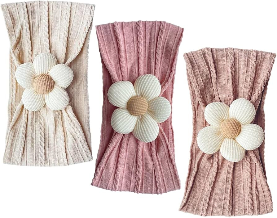 Amazon.com: Nirvany 3 Pcs Baby Flower Headband, Nylon Baby Girl Headbands Soft Hairbands Baby Gir... | Amazon (US)