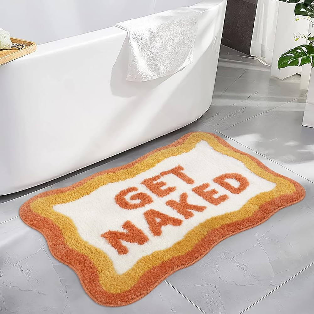 HAOCOO Get Naked Bath Mat Cute Bathroom Rugs, Soft Non Slip Irregular Shaped Bath Rug, Microfiber... | Amazon (US)