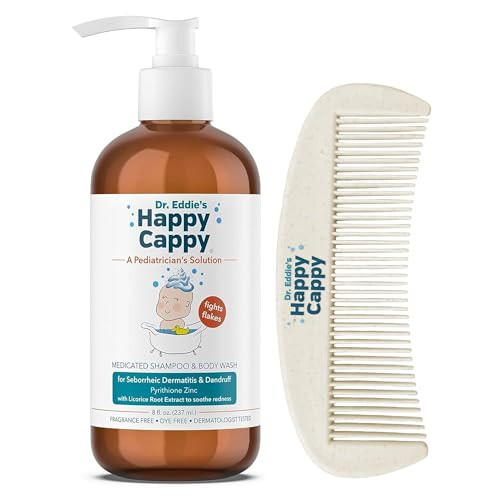 Happy Cappy Cradle Cap Medicated Shampoo and Body Wash with Comb - Baby Dandruff Shampoo, Helps Infants with Seborrheic Dermatitis, Reduces Flakes, Dermatologist Tested, Fragrance Free - 8 fl oz | Amazon (US)