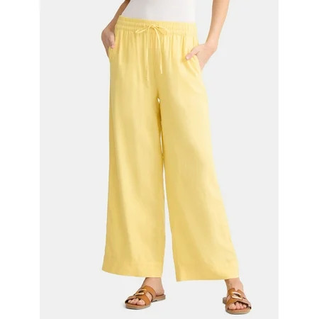 Time and Tru Women’s Linen Blend Wide Leg Pants Sizes XS-XXXL | Walmart (US)