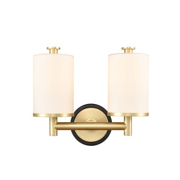 Marlowe Matte Black Satin Brass Two-Light LED Bath Vanity | Bellacor