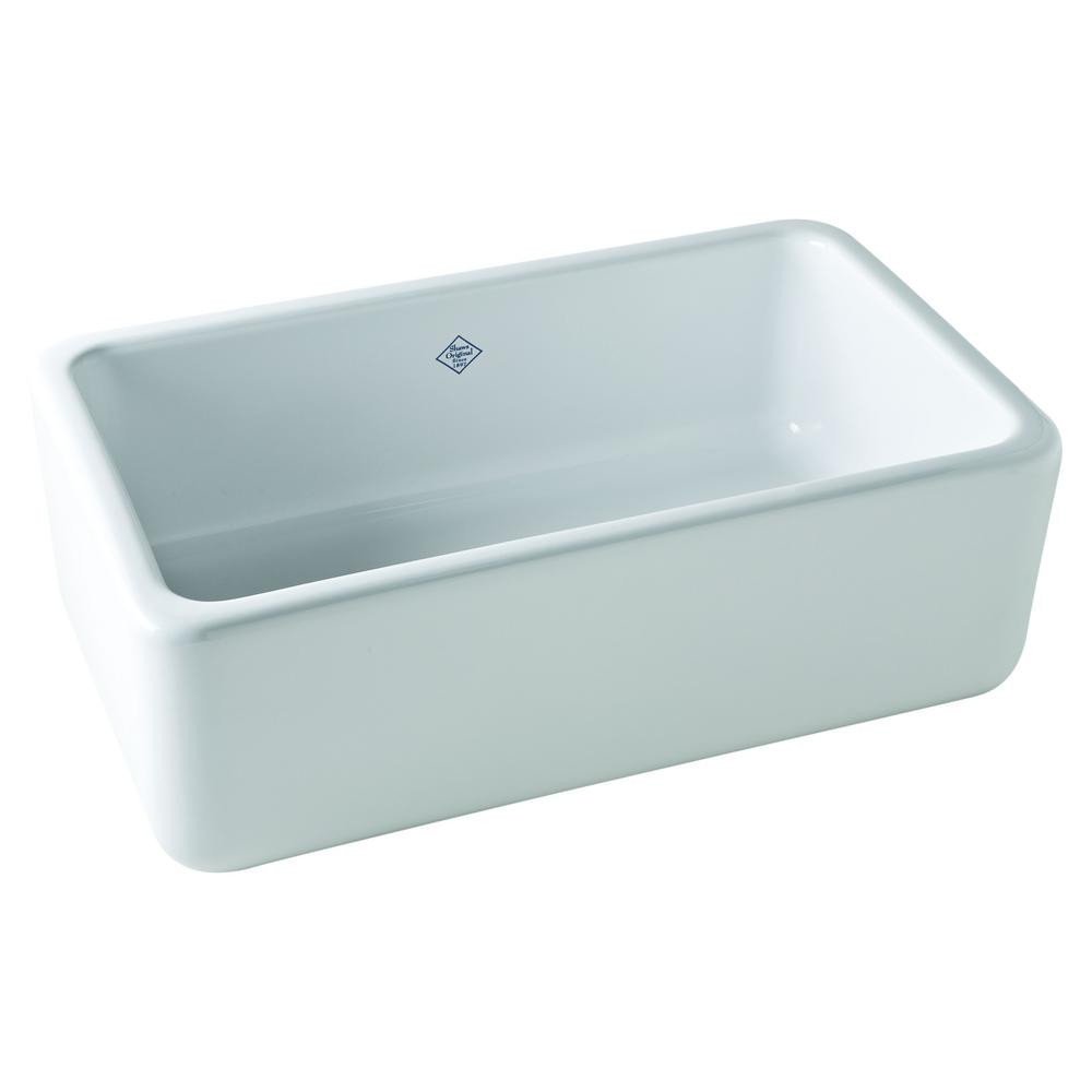 ROHL Lancaster Farmhouse/Apron-Front Fireclay 30 in. Single Bowl Kitchen Sink in White | The Home Depot