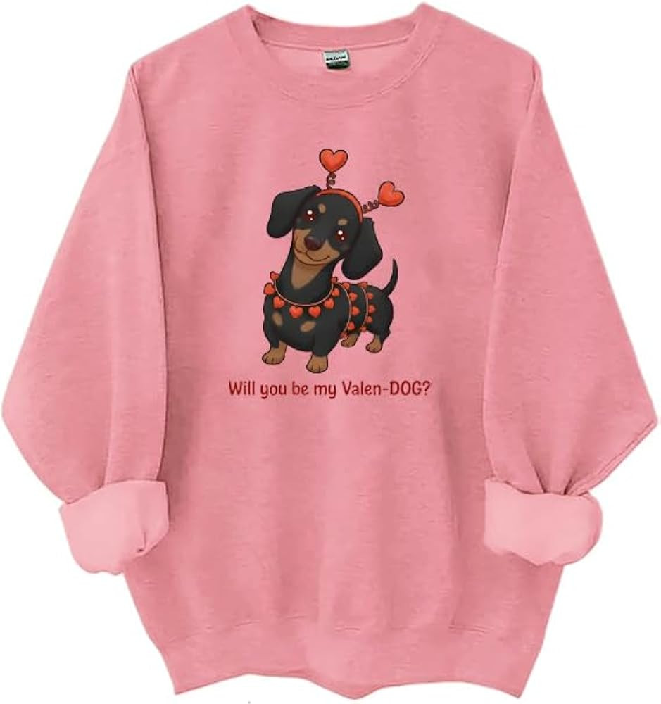 Smaoua Funny Valentines Dachshund Dog Sweatshirt & Hoodie, Dachshund Valentine Shirt, Will You Be... | Amazon (US)