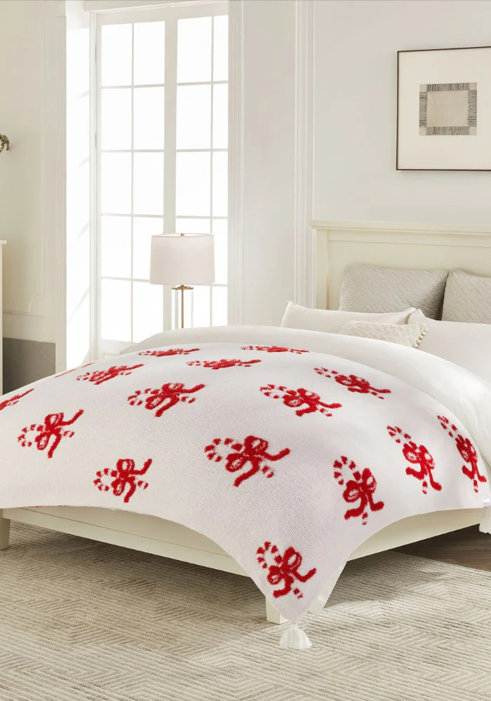Candy Cane w/ Ribbon Buttery Blanket | The Styled Collection