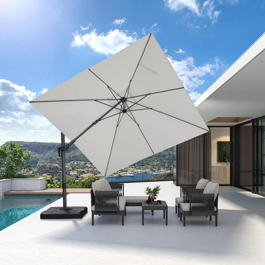 PURPLE LEAF Affordable Patio Umbrella Swivel Left-Right Tiliting Cantilever Umbrella | Purple Leaf