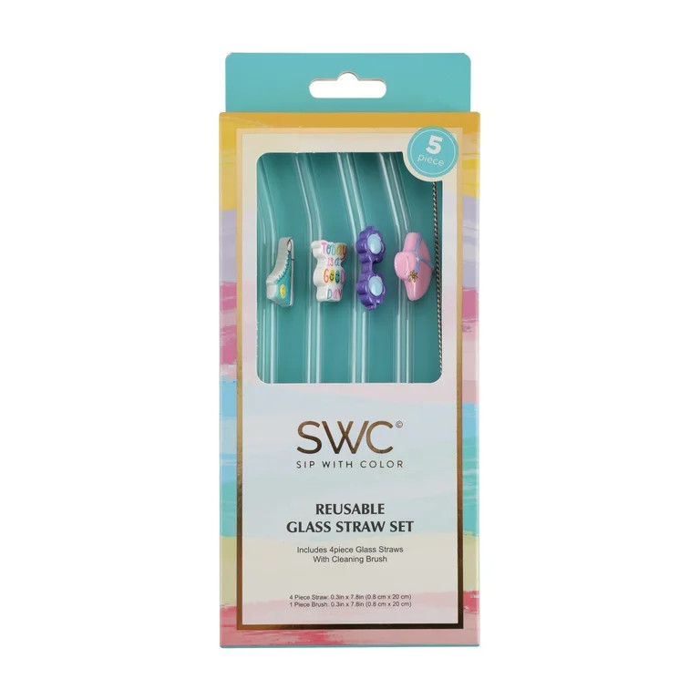 WAY TO CELEBRATE 4 PC GLASS STRAWS WITH BRUSH PDQ-TODAY IS A GOOD DAY | Walmart (US)