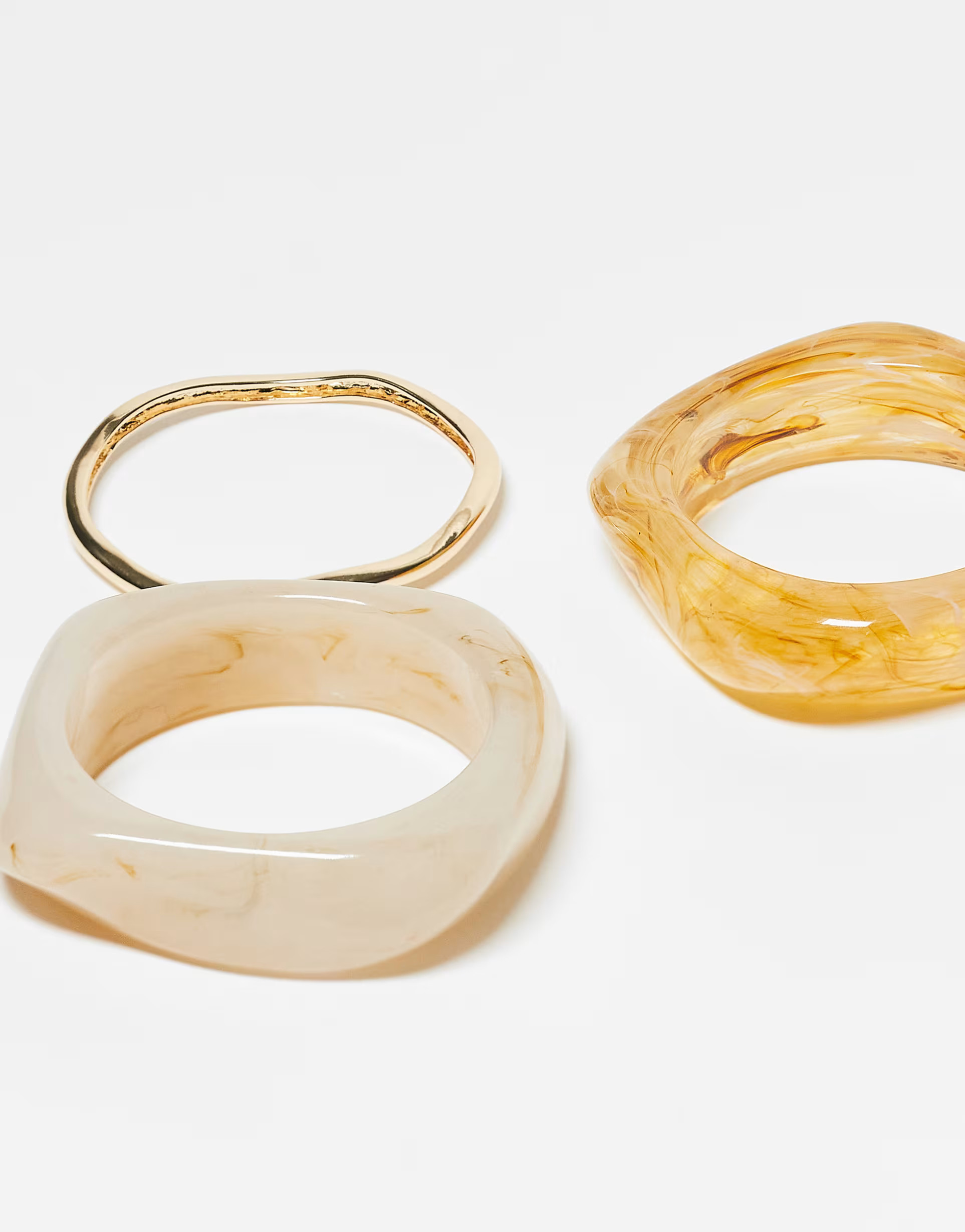 ASOS DESIGN pack of 3 bangles in mixed resin and gold tone | ASOS | ASOS (Global)