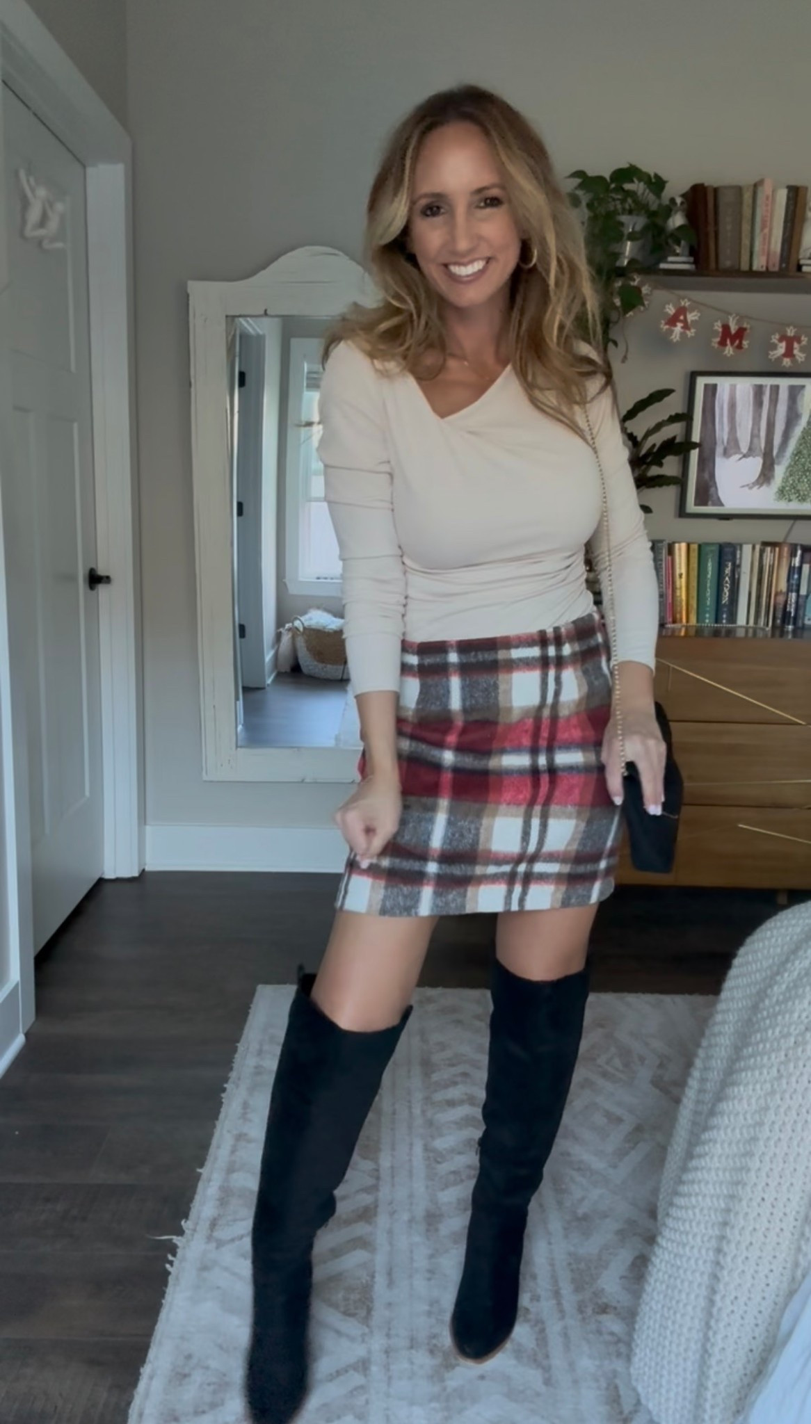 Holiday outfit you can wear all winter long. 

Top: $19
Skirt: $25
Nylons: $6
Boots: $63
Purse: $24
Lipgloss: $28

5’3 | 125lbs | small in everything | TTS

#LTKFindsUnder100 #LTKHoliday #LTKWorkwear