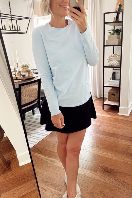 Lululemon top with long sleeves // Love this beautiful color and wearing a size 8. I think I’d grab a size down if between sizes, because it’s a little loose. Great coverage front and back.  So soft! 

#LTKover40 #LTKfitness #LTKstyletip