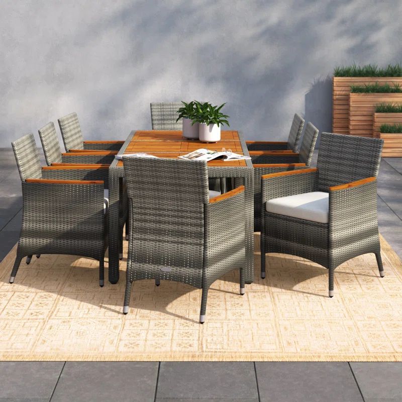 Allye 8 - Person Rectangular Outdoor Dining Set with Cushions | Wayfair North America