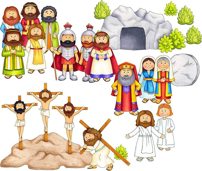 Easter Crucifixion Resurrection 19 pc Felt Figures Bible Felt/Flannel Board Story Set Plus Lesson... | Amazon (US)