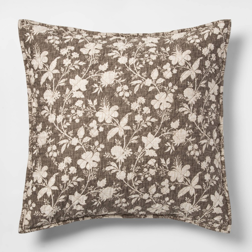 Euro Family Friendly Floral Pillow Sham Natural - Threshold | Target
