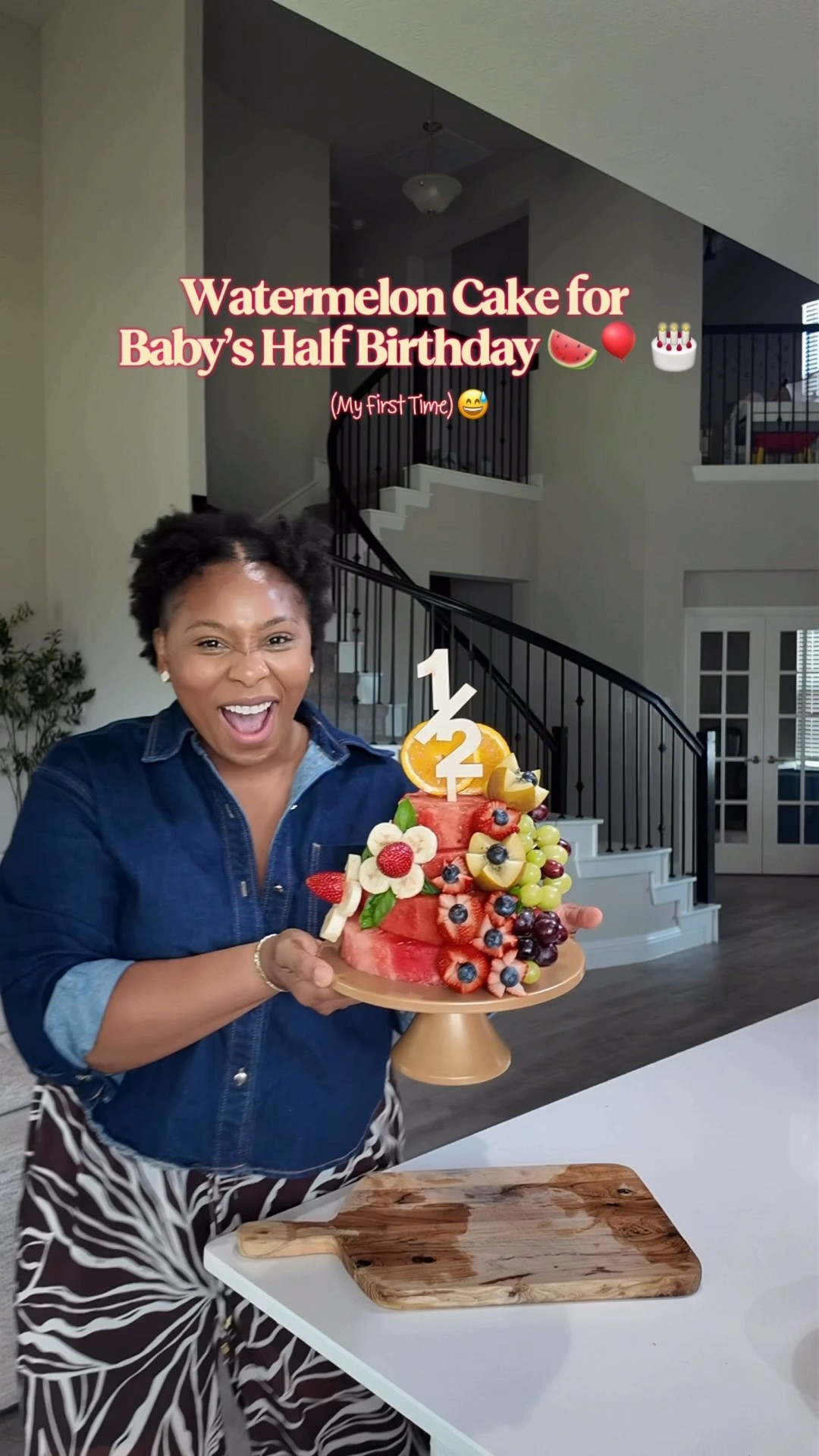 Watermelon fruit cake for the sweetest gal’s half birthday 🎉
I honestly feel like this is perfect for any occasion or celebration. Free from common allergens and fruit is ALWAYS a kid and adult friendly option. Would you try something like this out? 

Save for inspo 🔗
Follow along for more ✨
Fruit: @heb @krogerco  
Toothpicks: @kroger @heb 
1/2 birthday sign: @amazon  
Cake stand: @Target

#LTKmomlife #LTKHome #LTKBaby