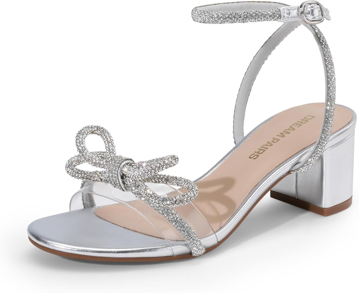 DREAM PAIRS Women's Rhinestone Double Bow Chunky Sandals | Amazon (US)
