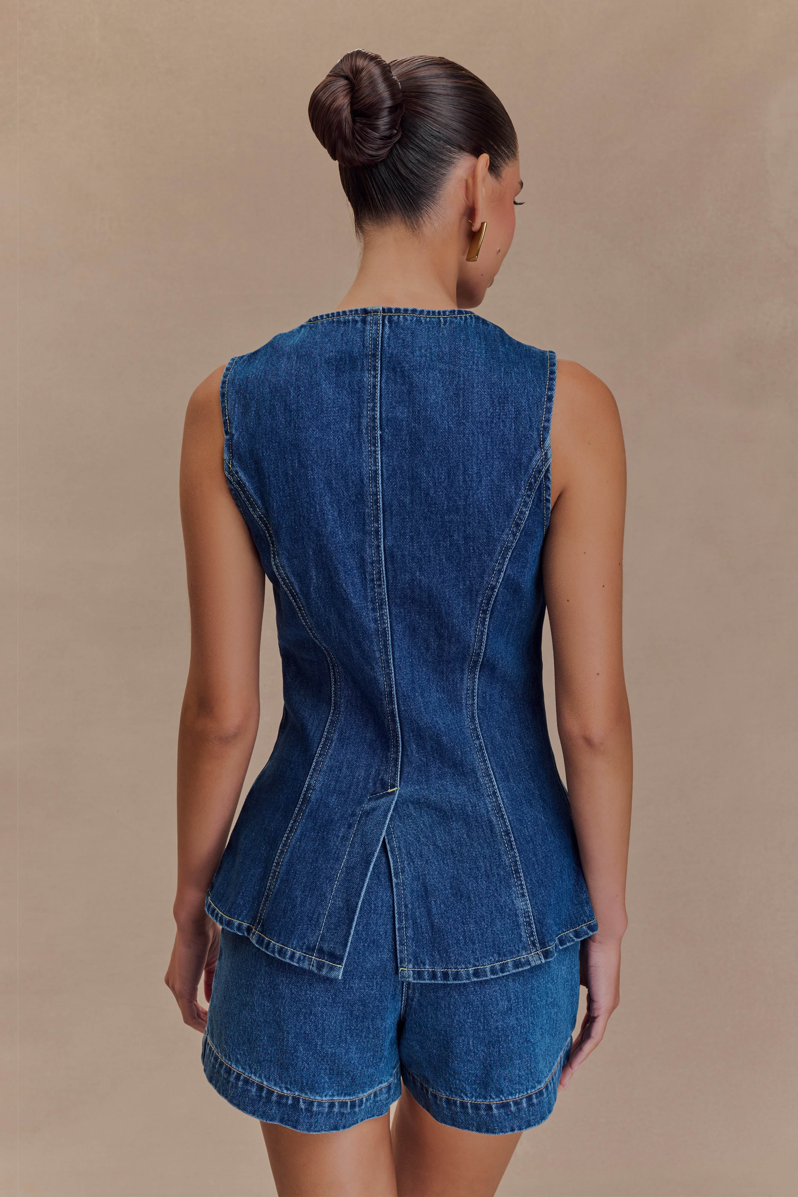 Abel Denim Button Up Top - Dark Blue | MESHKI US