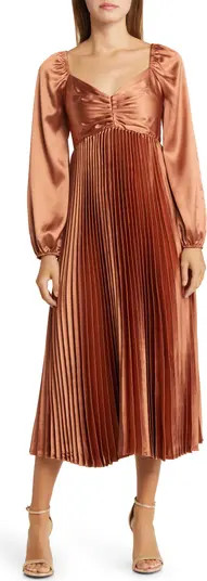 Long Sleeve Pleated Midi Dress | Nordstrom