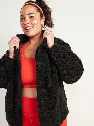 Cozy Sherpa Snap-Front Plus-Size Flurry Crop Jacket | Old Navy (US)