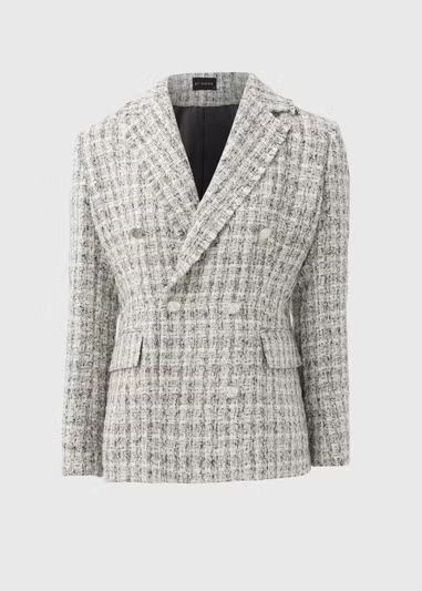 Et Vous Grey & White Frayed Edge Boucle Blazer - Size 8 | Matalan (UK)