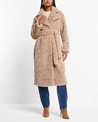 Belted Faux Fur Trench Coat | Express